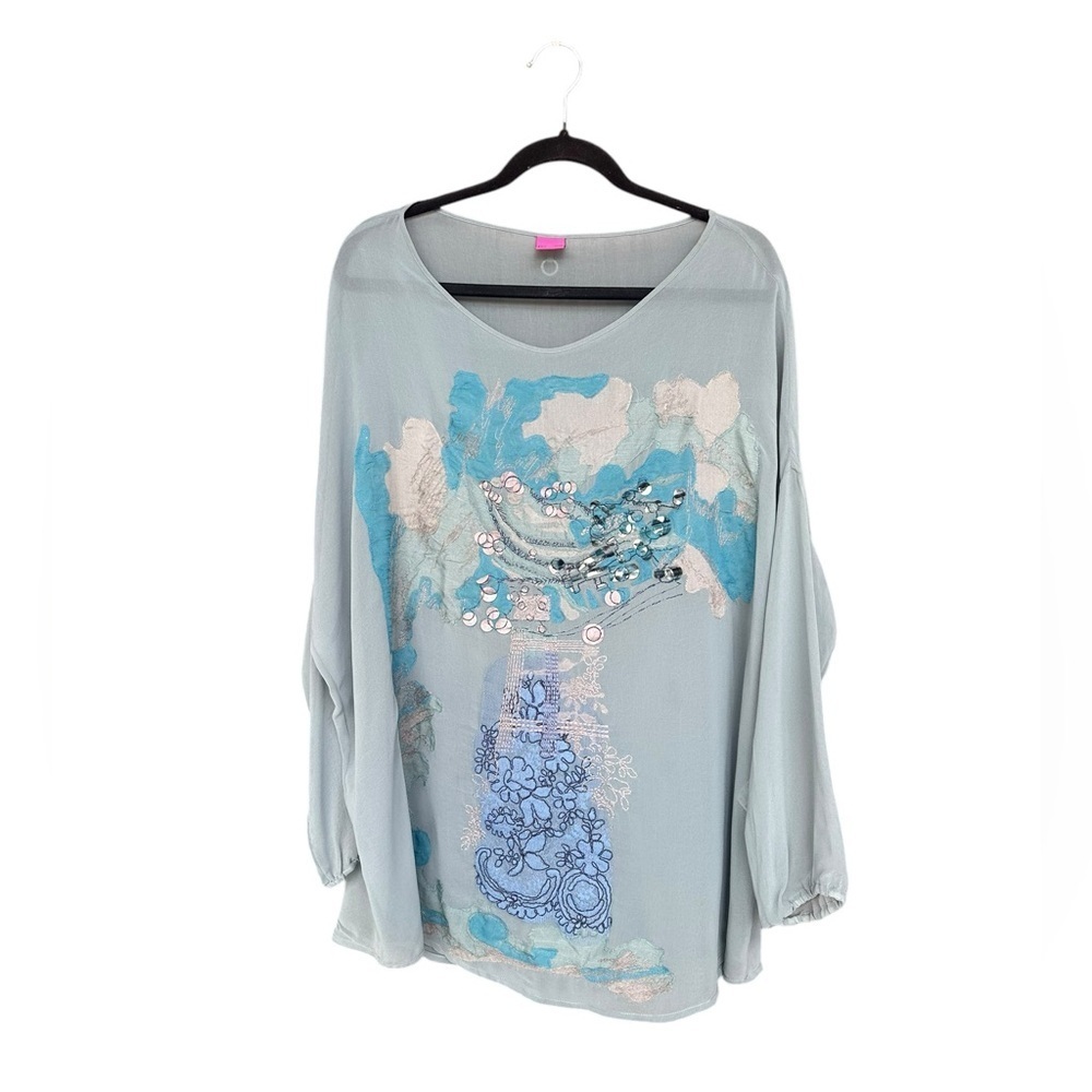 Save The Queen Women’s Blue Lightweight Abstract Tunic Blouse Size Small